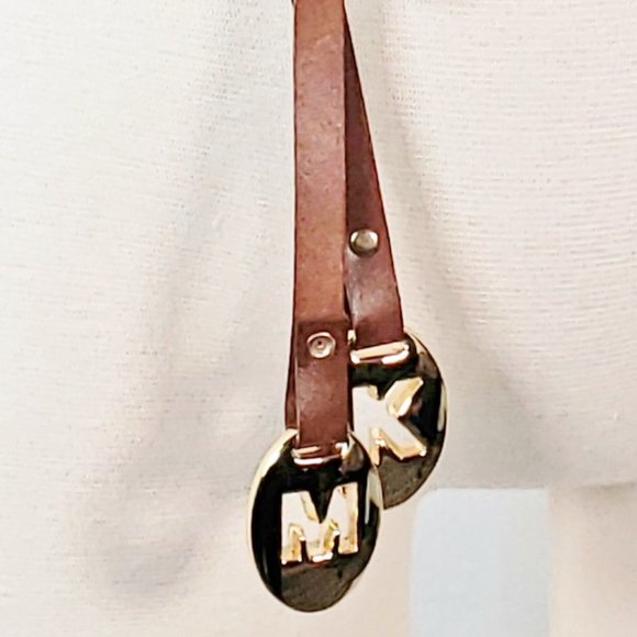 Michael Kors Leather Woven Wide Belt - Size Small Gold Buckle and LOgo - Picture 4 of 4